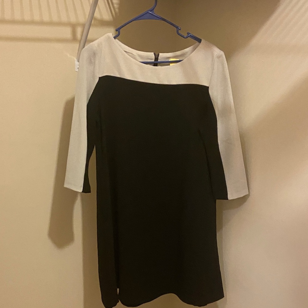 Taylor Black and Cream Long Sleeve Dress